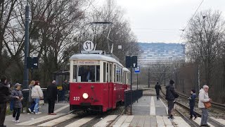 MPK Łódź linia specjalna S1 Telefoniczna Zajezdnia  Pl Wolności  Konstal 5N 337 Cabview [upl. by Assenev]