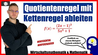 Quotientenregel und Kettenregel kombiniert ableiten an einem Beispiel erklärt [upl. by Tanhya]