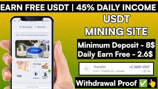 New Usdt Earning Site Usd Mining Site 2024 Best Investment Usdt Earning Website [upl. by Riay]