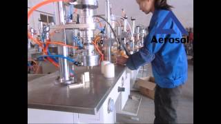 Semi Automatic Bag on Valve Aerosol Filling Machine  One Working Table Type [upl. by Naillimixam]