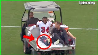 Bryce Hall injury 🔴 Bryce Hall carted off field with serious leg injury Josh Hayes injured in Week 1 [upl. by Inama]