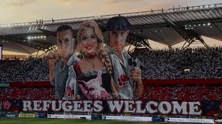 “Refugees welcome” oprawa Legii w meczu z Zagłębiem  “Cała Polska śpiewa z nami w z uchodźcami” [upl. by Wheeler594]