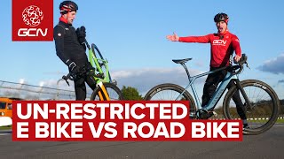 Just How Much Faster Is An UnRestricted E Bike Than A Road Bike [upl. by Eeramit136]