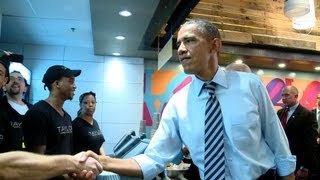 Raw Video President Obama and Vice President Biden at Taylor Gourmet October 4 2013 [upl. by Ahtar]