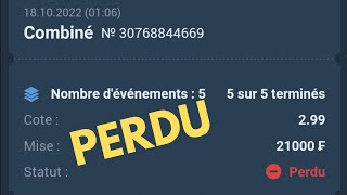 RÉSULTAT COUPON DU JOUR  ASTUCES 1XBET [upl. by Jocko]