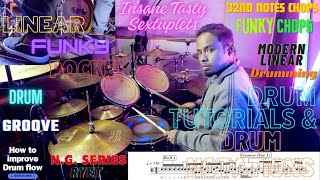 Drum Groove 29  Insane Tasty Sextuplets Linear Funky chops Pocket Drum Groove  full Drum tutorials [upl. by Jaime831]