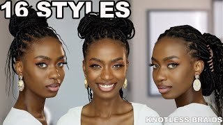 16 SIMPLE AND EASY STYLES FOR MEDIUM KNOTLESS BRAIDS WITH CURLS [upl. by Atilek]