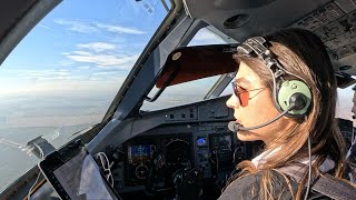 Beautiful Female Pilots In Cockpit  Airplane Take Off  Pilot View [upl. by Lynnette]