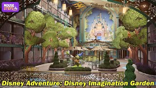 Disney Imagination Garden on Disney Adventure Cruise Ship  Virtual FlyThrough with Castle Artwork [upl. by Morita]