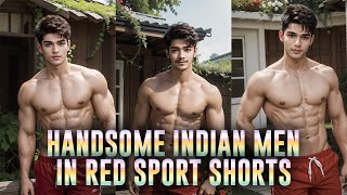 HANDSOME INDIAN MEN IN RED SPORT SHORTS AI Art Lookbook aiart ailookbook aimodel [upl. by Novla353]