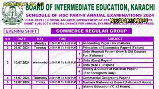 Commerce Date sheet 2024  class 11 and class 12  Karachi board [upl. by Erny]