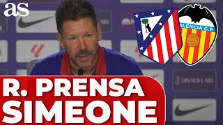 SIMEONE rueda de prensa COMPLETA hoy  ATLÉTICO DE MADRID  VALENCIA CF previa [upl. by Lerret695]