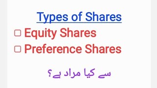 Types of Shares  Equity or Ordinary Shares  Preference Shares in UrduHindi [upl. by Ayotahc]