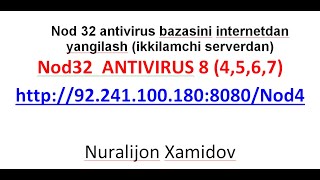 Nod 32 antivirus bazasini internetdan yangilash ikkilamchi serverdan [upl. by Adnirol]