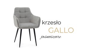 KRZESŁO TAPICEROWANE WELUROWE DO SALONU JADALNI GLAMOUR JASNOSZARE GALLO [upl. by Zweig]