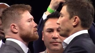 CANELO VS GOLOVKIN FIRST OFFICIAL FACE OFF INTENSE STAREDOWN [upl. by Eiddam]