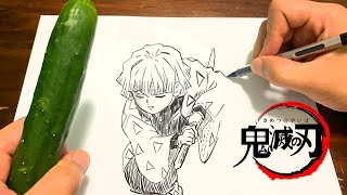 【Demon Slayer Kimetsu no Yaiba】 Zenitsu Agatsuma sliced cucumbers with kaminari no kokyu [upl. by Behlke834]