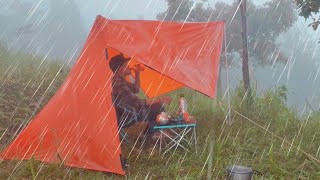 AMAZING HEAVY RAIN AND THUNDERSTORM🏕high intensity rain strong wind shooting rain sound asmr [upl. by Lokkin473]