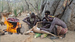 See how Hadza boys preparing their favorite food middle of nowhere [upl. by Enirod]