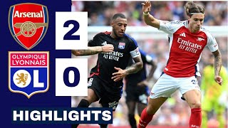 Arsenal vs Lyon 20 HIGHLIGHTS  Calafiori Arsenal DEBUT vs Lyon  Emirates Cup 2024 [upl. by Dercy103]