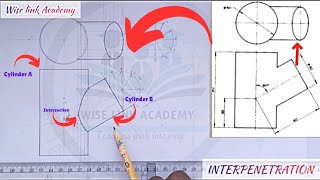 INTERPENETRATION curve of intersection between two cylinder of unequal diameter [upl. by Bardo709]