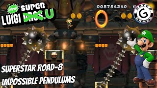 New Super Luigi U 🟩 Superstar Road8  Impossible Pendulums 🪙🪙🪙 ALL Star Coins [upl. by Eilliw]