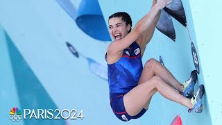 Brooke Raboutou climbs to third in bouldering semis Janja Garnbret near perfect  Paris Olympics [upl. by Ela]