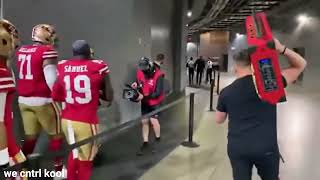 49ers locker room door opens to the Kodak Black boom box  Deebo Samuel and Trent Williams lead [upl. by Ricard]