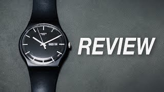 Minimalist Watch by Swatch  Swatch Mono Black Review Swatch SUOB720 [upl. by Matazzoni543]