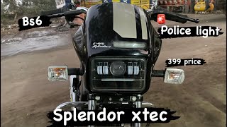 Splendor xtec LED projector headlight police light installation  splendor plus xtec modified [upl. by Trbor996]