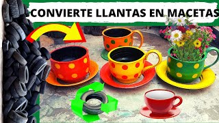 COMO HACER MACETAS TASAS DE LLANTAS USADAS 💰RECICLAR LLANTAS PARA HACER MACETAS Y GENERAR INGRESOS [upl. by Lamond]