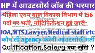 HP Outsource job Women amp Child Development Dept में 156 पदो पर भर्ती ll HP Outsource Job job gk [upl. by Melvena320]