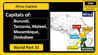 31Capitals  राजधानी  Burundi  Tanzania  Malawi  Mozambique Zimbabwe  Africa World Countries [upl. by Dryfoos]