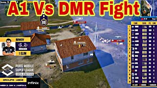 A1 Vs DMR Fight PMSL Erangal Map South Asia Tournament shortsvideo viralvideo mobilegame [upl. by Yelahc979]