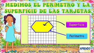 MEDIMOS EL PERÍMETRO Y LA SUPERFICIE DE LAS TARJETAS  APRENDO EN CASA 3° Y 4° grado de primaria [upl. by Jacobo112]