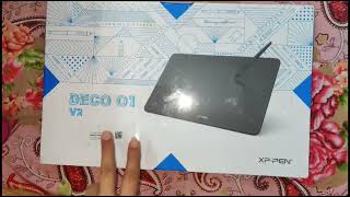 XP PEN DECO 01 V2 PEN TABLET UNBOXING and FIRST IMPRESSION [upl. by Katy112]