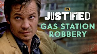 Raylan Gets Caught Up In A Gas Station Robbery  Scene  Justified  FX [upl. by Vergos747]