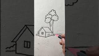 Simple and easy scenery art with pencil [upl. by Samp861]