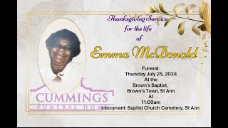 THANKSGIVING SEVICE FOR THE LIFE OF EMMA MCDONALD [upl. by Druce947]