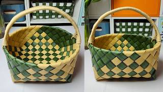 How to craft rattan basket with handle diy diybasket handmade [upl. by Oicnanev]