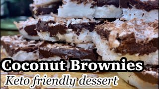 HOW TO MAKE KETO FRIENDLY DESSERT COCONUT BROWNIES Low carb dessertHow to make Coconut brownies [upl. by Immas]