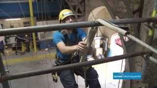 Industrial abseiling over an edge in rope access Access Techniques Ltd [upl. by Sly]