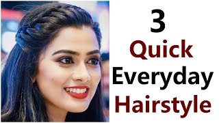 3 quick everyday hairstyle  easy hairstyle for girls  new hairstyle [upl. by Valdemar]