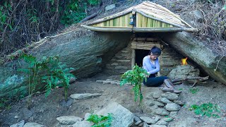 Camp despite heavy rain  Bushcraft wilderness survival shelter [upl. by Leirbag784]