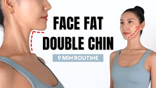 Get rid of DOUBLE CHIN amp FACE FAT✨ 9 MIN Routine to Slim Down Your Face Jawline [upl. by Eciuqram820]