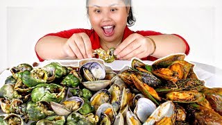 MUKBANG SEAFOOD BOIL 먹방 EATING SHOW GIANT SNAILS ESCARGOT  MUSSELS  CLAMS [upl. by Juxon]