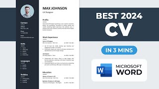 How to Make CV in Microsoft Word  Best CV Format 2024  Quick Resume [upl. by Aneehsit]