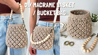 DIY  Macrame BasketBucket Bag tutorial  CanastaBolsa de macrame  마크라메 바스켓가방 [upl. by Lay970]