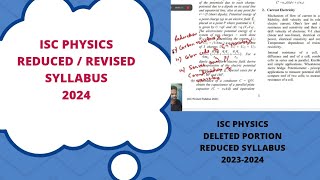 isc class 12 physics reduced syllabus isc physics deleted portionisc physics revised syllabus 2024 [upl. by Higley]