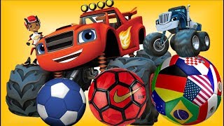 Learn Colors with Blaze amp Monster Machines 3D soccer balls Wooden Face Hammer Xylophone for Kids [upl. by Rebeka]